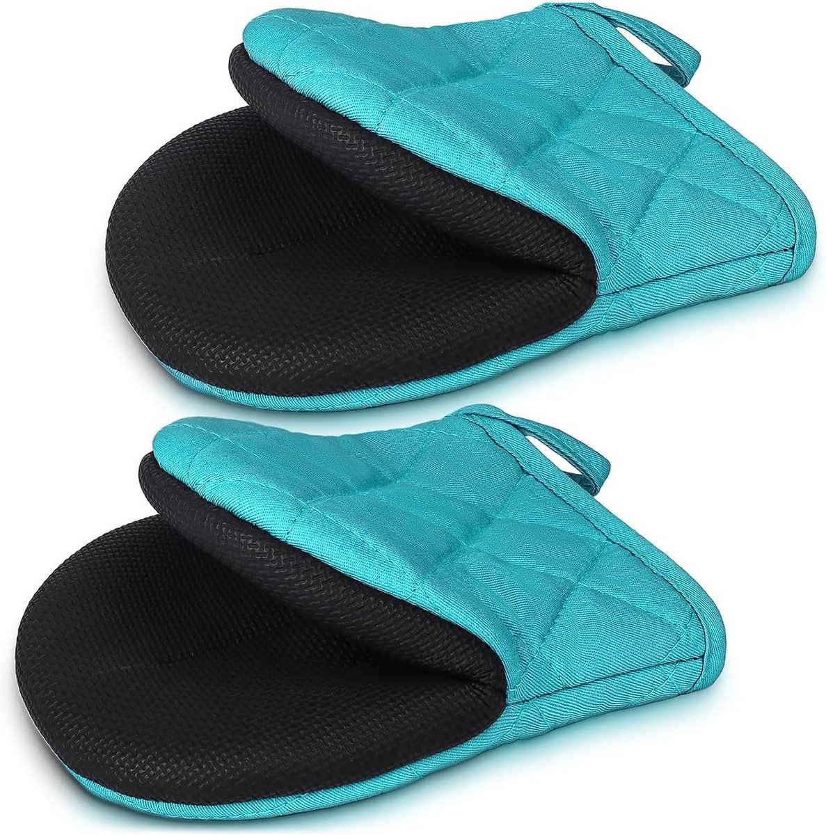 1 paar ovenwanten - Ovenwanten - Keuken ovenwanten - Mini ovenwanten - Antislip oppervlak en ophanglus - Hoge temperatuurbestendigheid -Korte stijl - Geschikt voor grillen, bakken, koken en BBQ (koraalblauw)