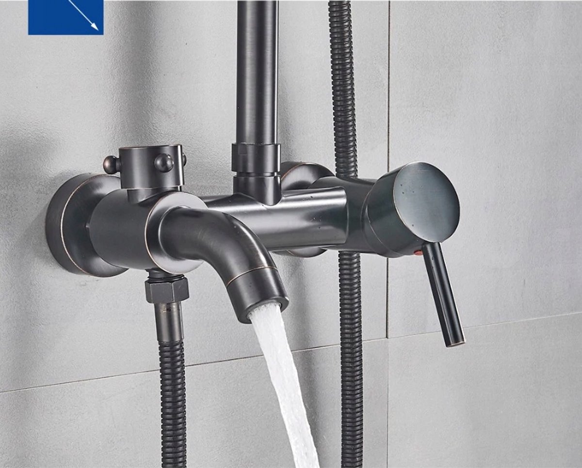 Merkloos Doucheset Zwart Mat met Regendouche en Handdouche