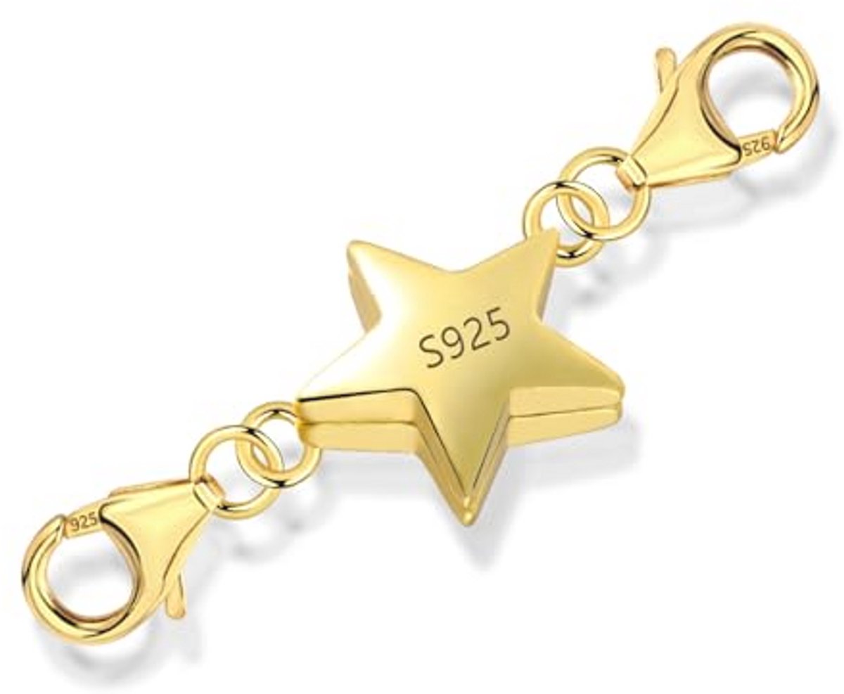 Ster Dubbele Magnetische Sluiting Ketting - Gouden Armband Sluiting van 925 Sterling Zilver