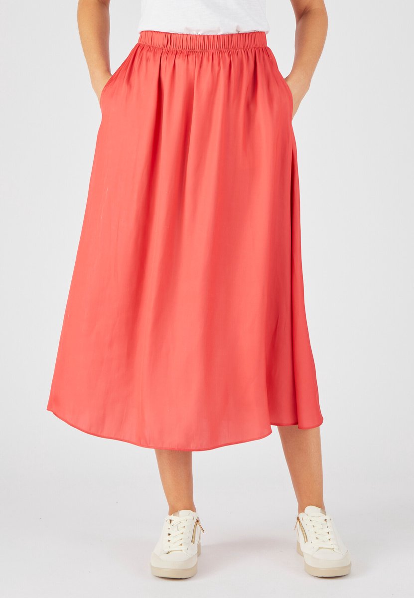 Damart - Geplooide rok met satijnen kreukeffect - Dames - Roze - 48