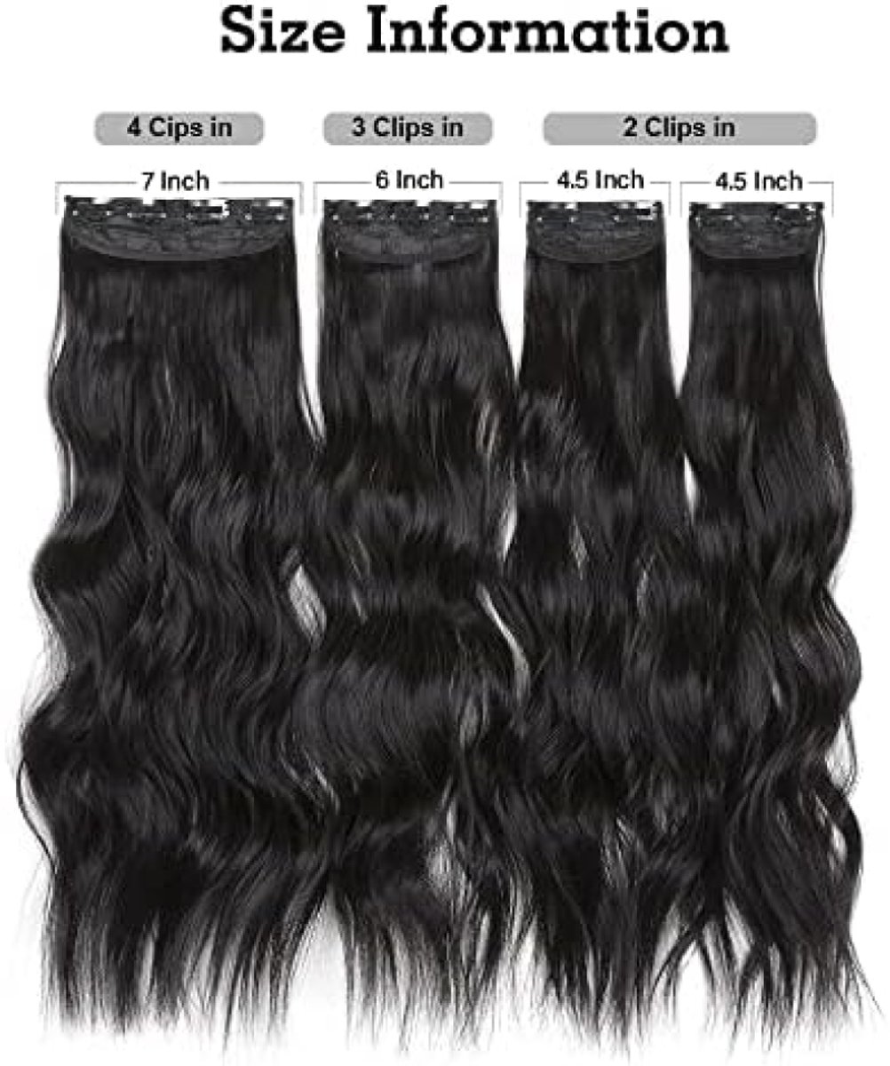 Clip-in hairextensies voor volumineus haar - 24 inch golvend synthetisch haar