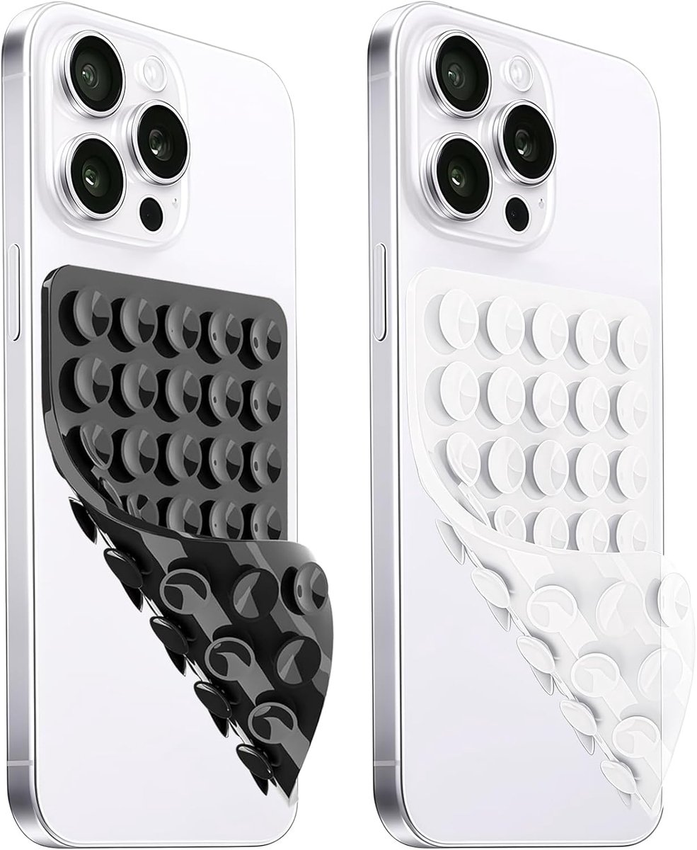 Killogood Telefoonhouder Set - Dubbelzijdige Zuignap Serie - Stevig Siliconen & Antislip - Handsfree Selfies & Video's - 2 Stuks Universele Houders (Zwart-Wit)