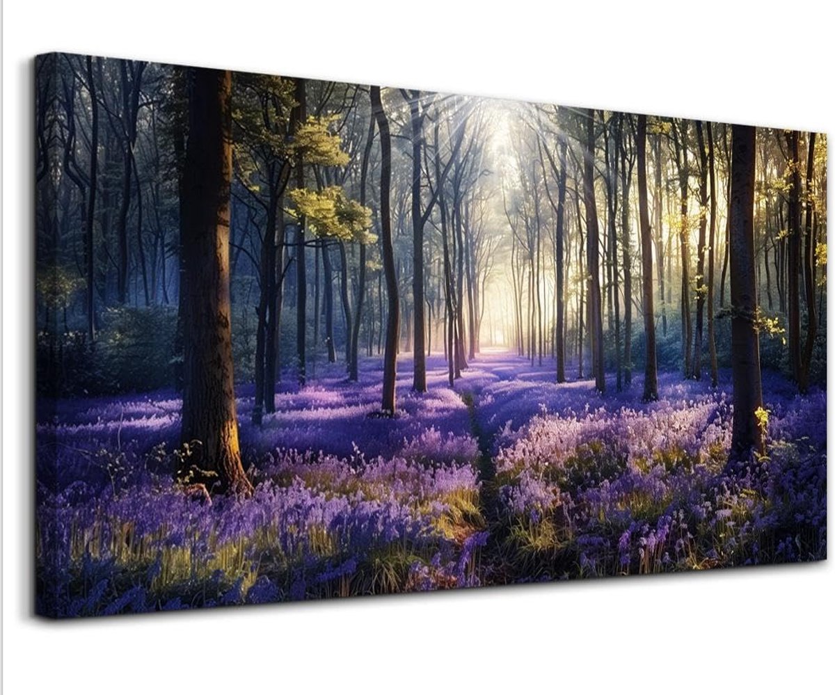 Modern Lavendelbos Canvas 59x119 Cm – Grote Wanddecoratie Voor Woonkamer - Slaapkamer & Kantoor