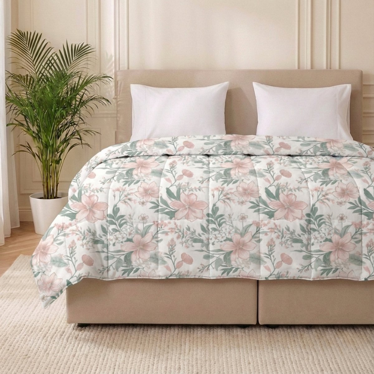 Dekbed-Discounter - Fresh and Co Dekbed Zonder Overtrek 240 x 200 cm - Wasbaar dekbed - Wasbaar op 40 graden - Anti-allergisch - Pink Blossom