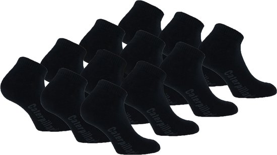 Caterpillar 12 Paires Chaussettes Travail-Sport - Semelle Bouclette - Coton Noir, 43-46