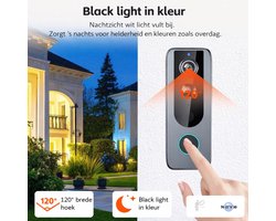 Narvie M20™ Draadloze Video Deurbel met Camera – 4000mAh Batterij – IP65 Waterdicht – Tuya App – Bewegingsdetectie & PIR Sensor – 2-weg Audio – Nachtzicht – Zonder Abonnement
