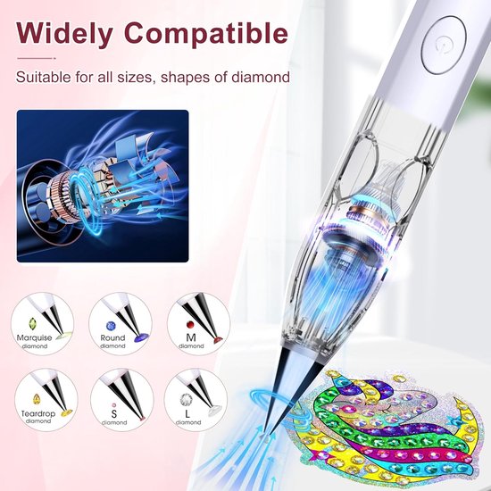 elektrische diamond painting pen met 4 boorpunten, ergonomische