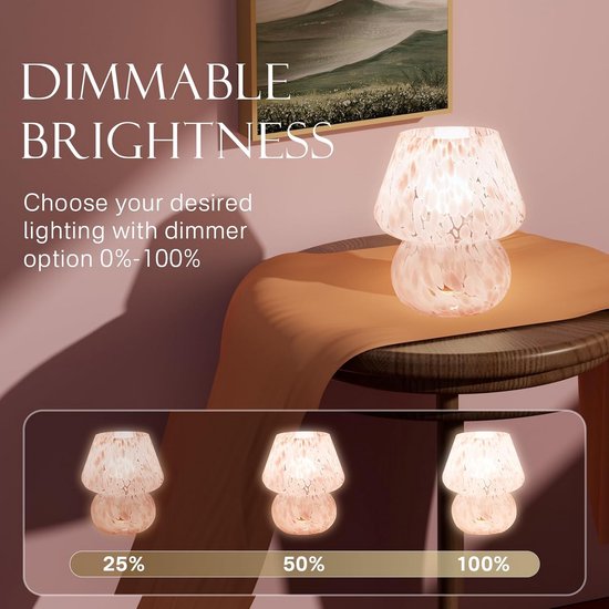 Dimbare kleine paddenstoellamp - schattige tafel- en nachtkastje lamp voor slaapkamer en woonkamer - unieke esthetische decoratie en perfecte meisje geschenken (blush roze) van Goglor — afbeelding 3