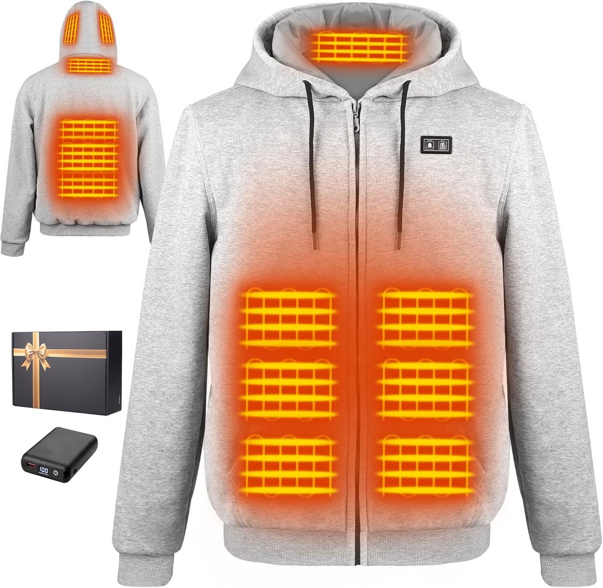 Oplaadbare Verwarmde Hoodie met Capuchon en 10.000 mAh Batterij - Unisex