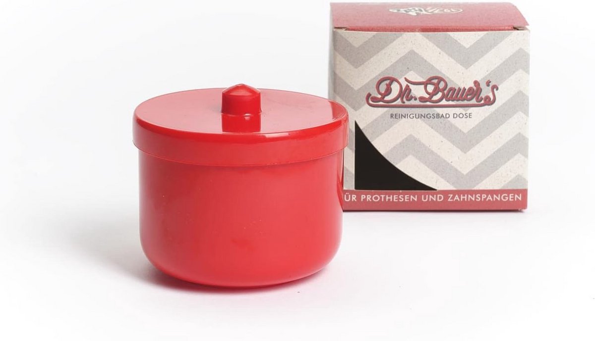 Reinigingsdoos met Spoelinzetstuk voor Protheses en Beugels - Gebitsdoos (Rood)