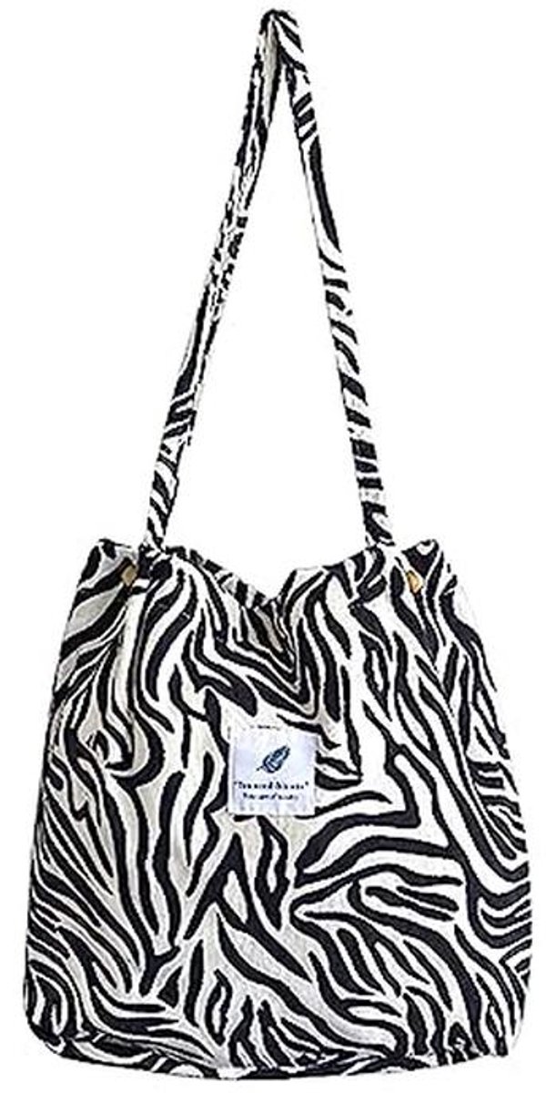 Vrouwen Corduroy Tote Bag - Esthetische Canvas Schoudertas Met Zak