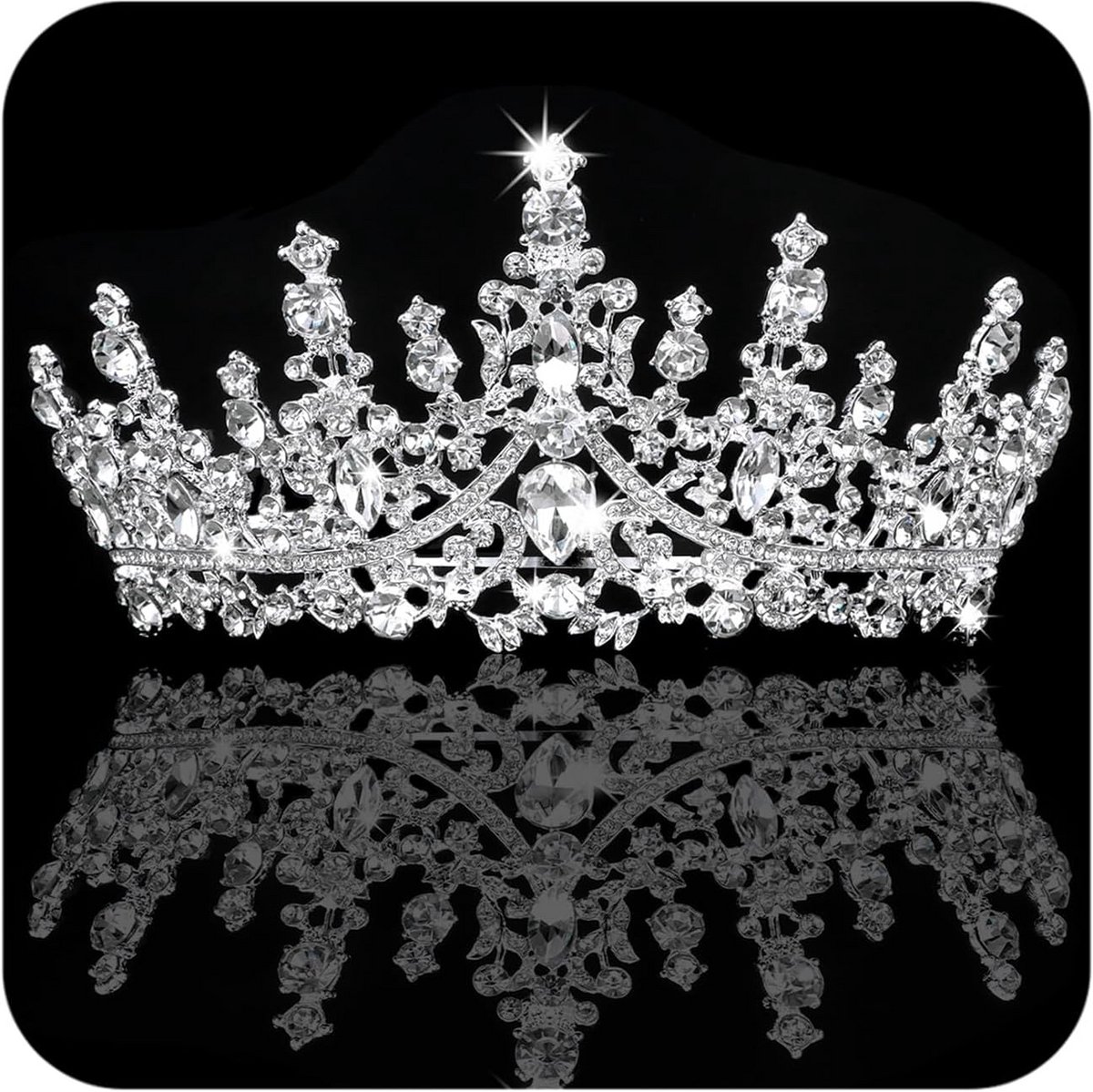 Koningin Kroon Tiara voor Vrouwen met Kristallen