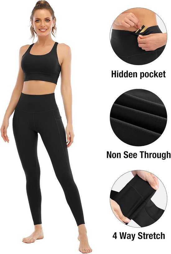 Dames Leggings met Zakken, Hoge Taille en Buikcontrole - 4 Pack — afbeelding 5