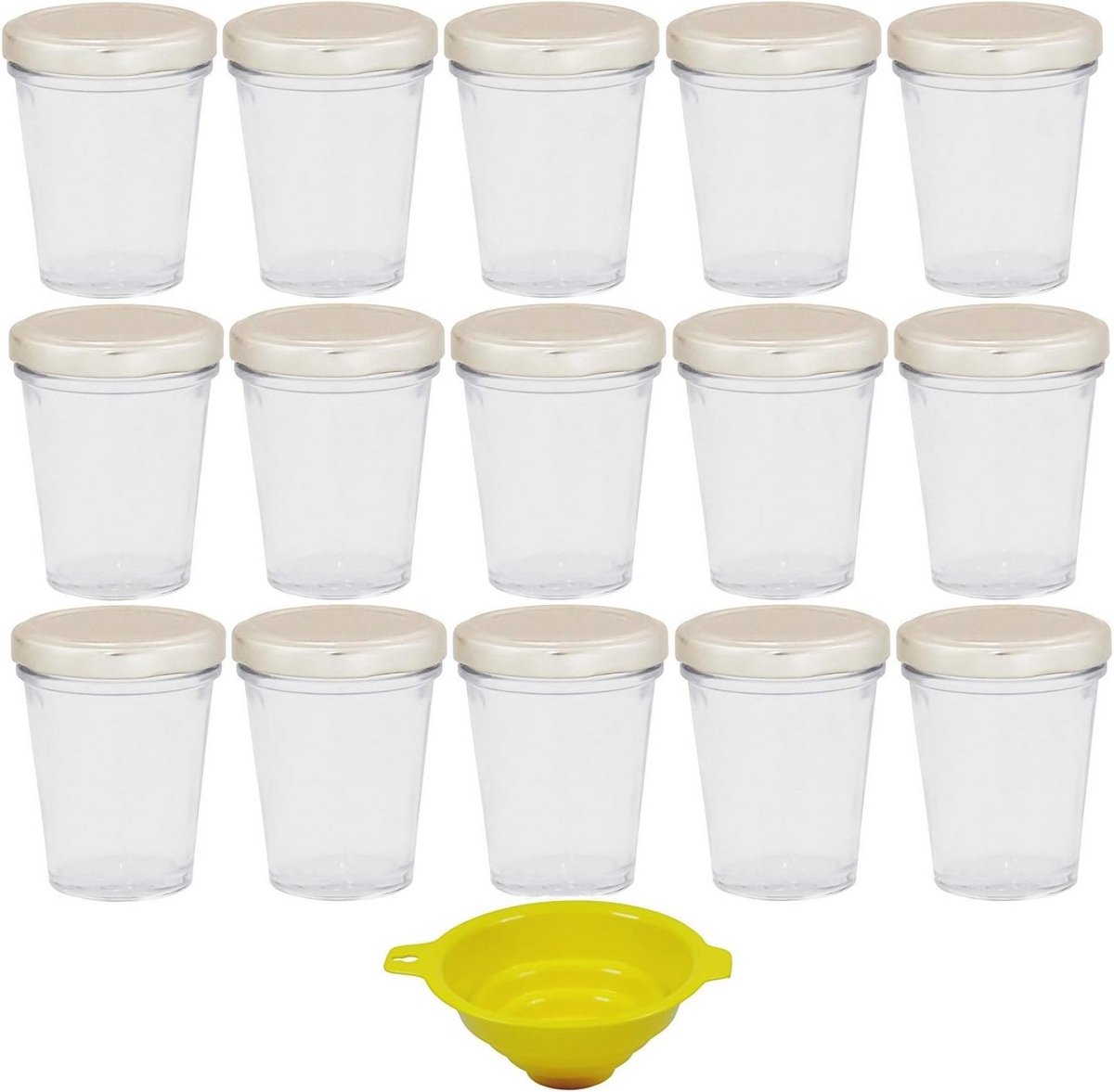 Kleine jampotten 80 ml - Set van 15 met Vultrechter