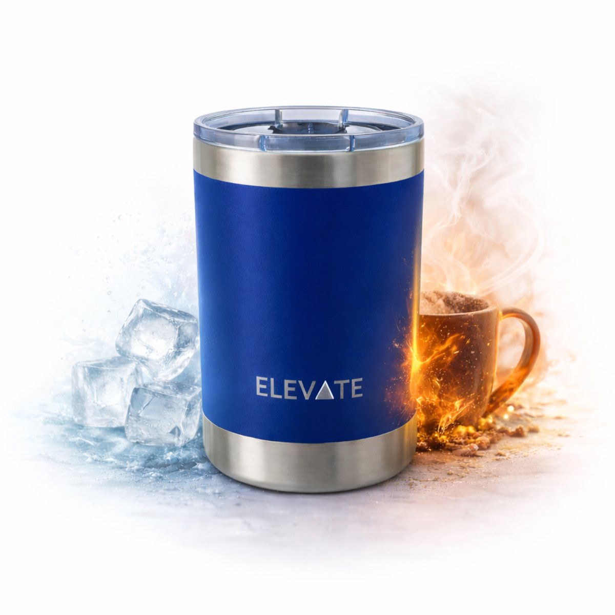ELEVATE® Thermosbeker RVS – 380ml – Dubbelwandig & Vacuüm Geïsoleerd – 6 uur warm / 12 uur koud – BPA-vrij – To Go Koffiebeker – Herbruikbaar – Blauw