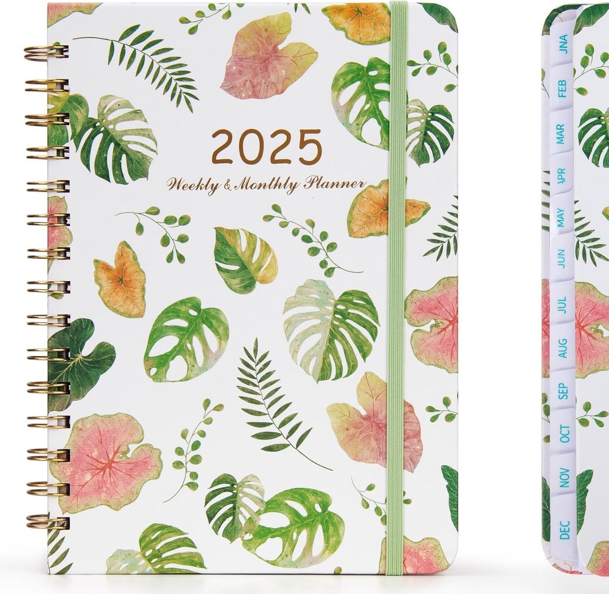 Maandplanner 2025 - Week- en Maandplanner met Tabbladen, Hardcover, 15,5 cm x 21,5 cm