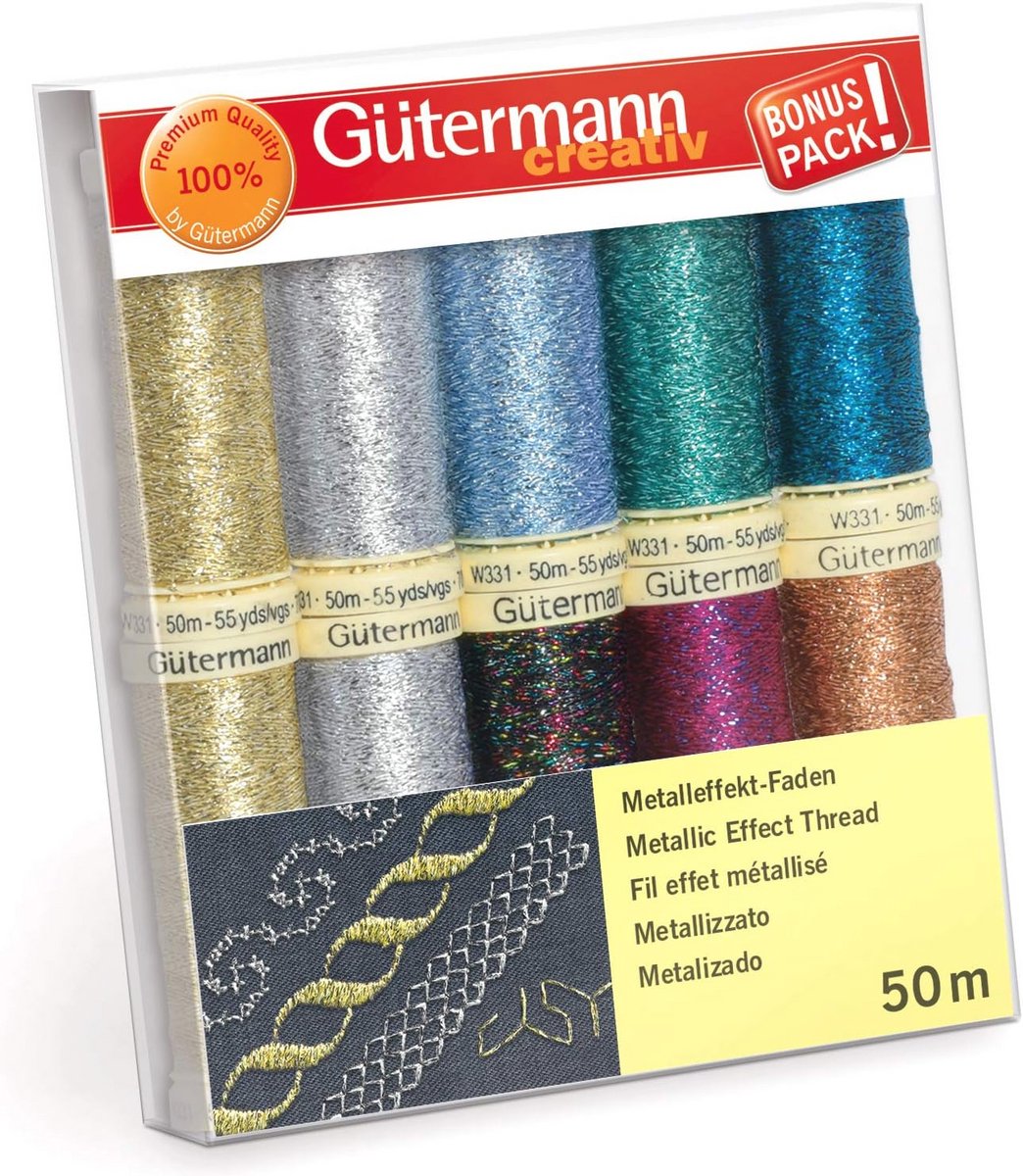 Set van 10 Metallic Effect Draadspolen - Hand- en Machinaal Naaien - Diverse Kleuren
