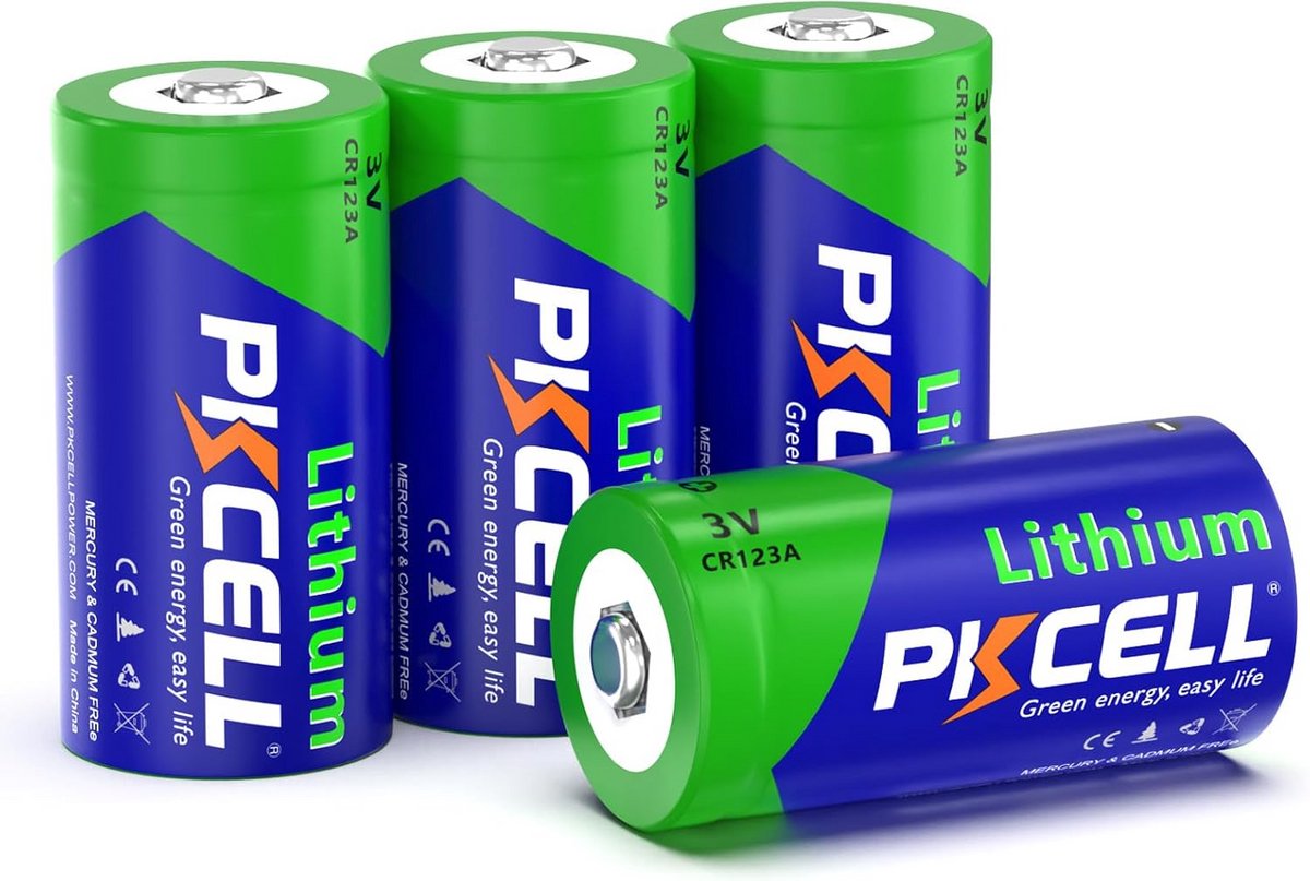 CR123A 3.0V Lithium Batterij - 1500 mAh - Voor Alarm Systemen en Camera's - Pack van 4