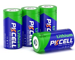 CR123A 3.0V Lithium Batterij - 1500 mAh - Voor Alarm Systemen en Camera's - Pack van 4