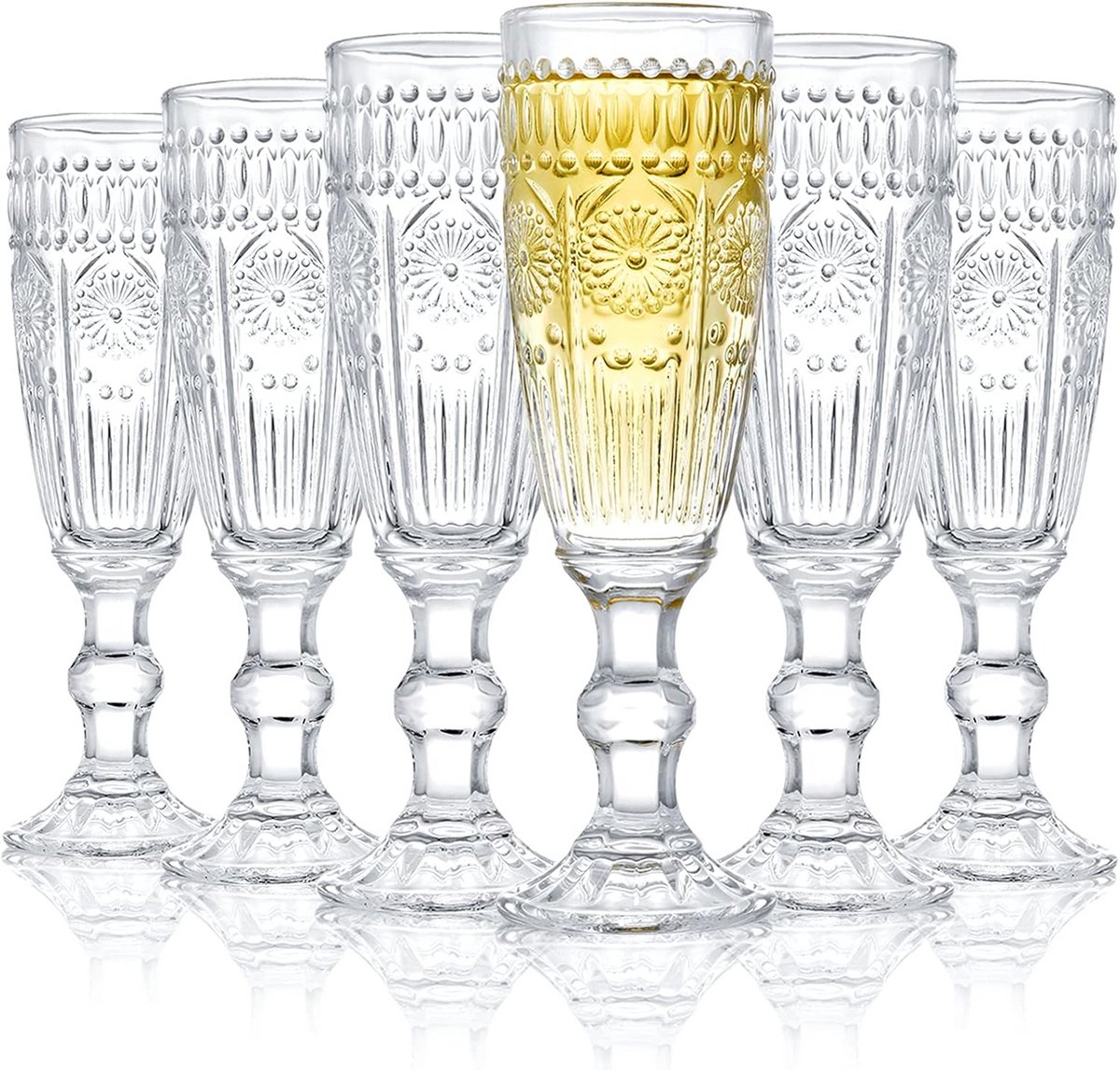 Set van 6 vintage champagneglazen van 5 oz - Perfect voor feesten en diners