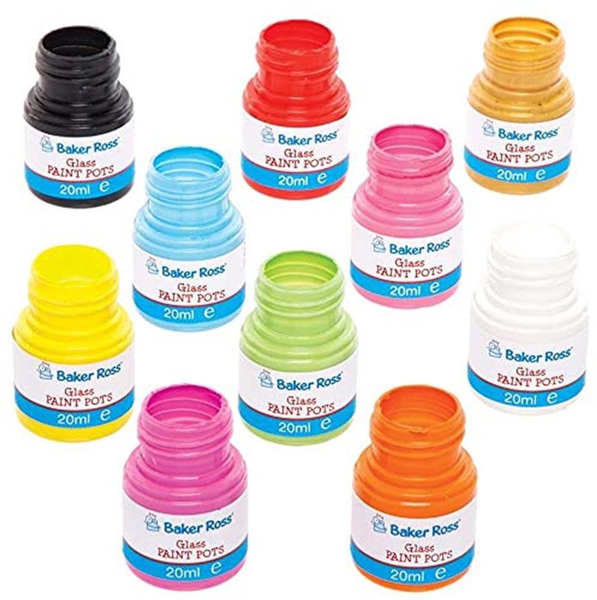 Glasverf Potten - 10 Kleuren, Waterbasis, Hoge Glans