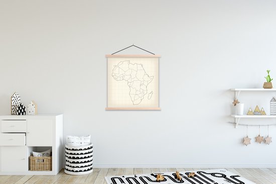 Carte de l' Afrique croquis affiche textielposter lattes vierge 90x90 cm - Tirage photo sur plaque scolaire (décoration murale salon / chambre)