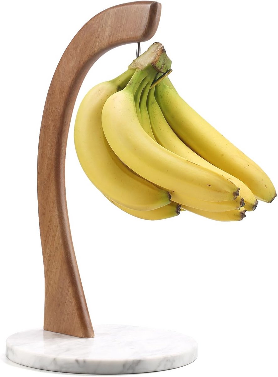 Bananenhouder met Marmeren Standaard en RVS Haak - Stabiele en Antislip Bananenhanger