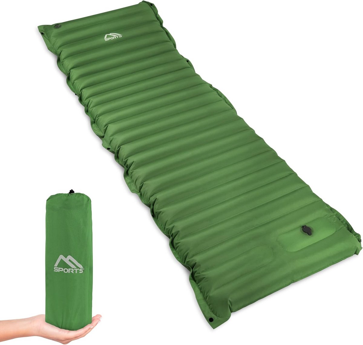 Kampeer Slaapmat - Isolatiemat Vochtbestendig - Buiten Slapen - Met Voetpomp - 195 x 70 cm - Olijfgroen