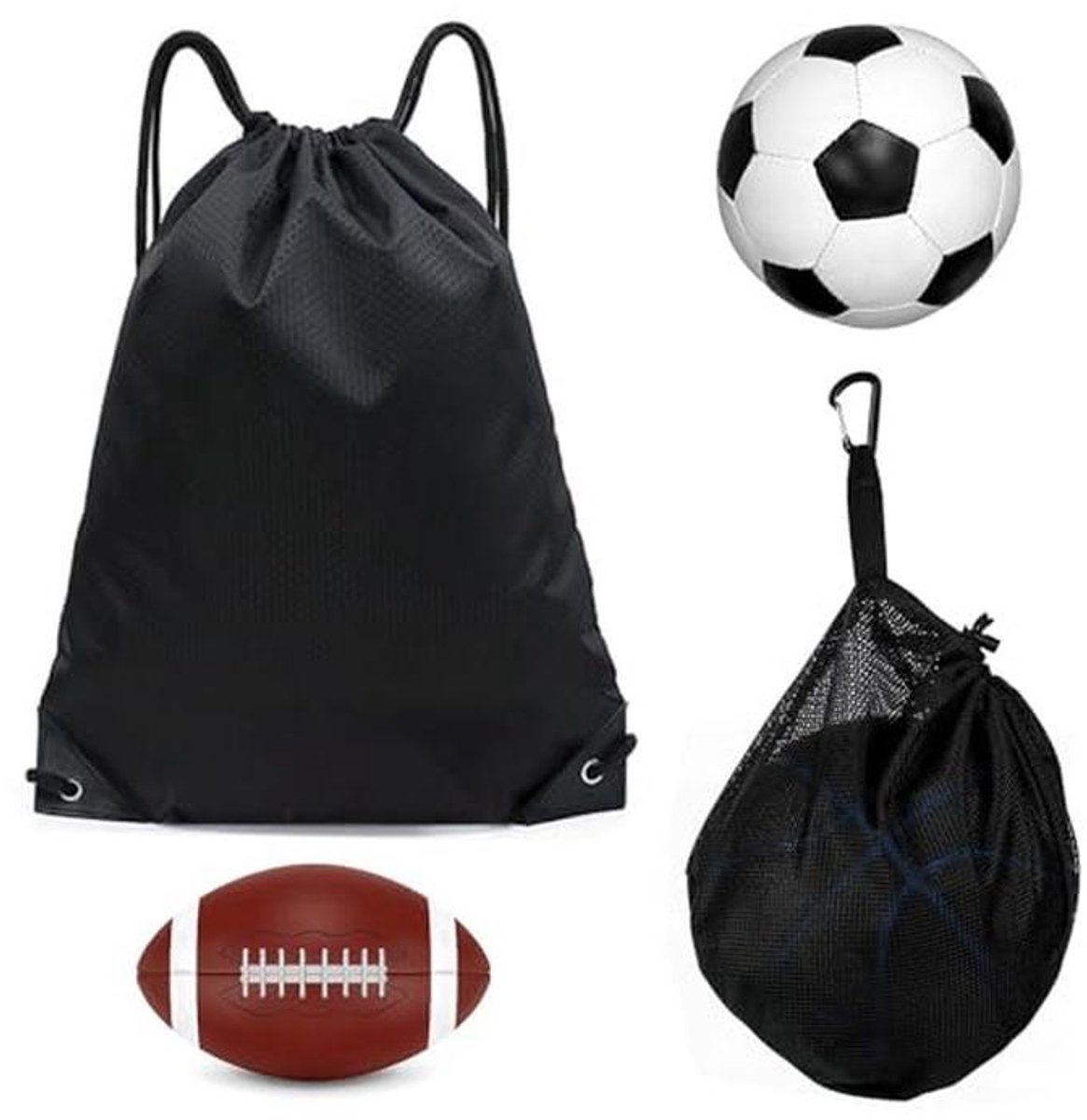 Tas voor Ballen met Rits Binnenvak en Trekkoord Rugzak | Gymtas voor Basketbal, Voetbal en Volleybal