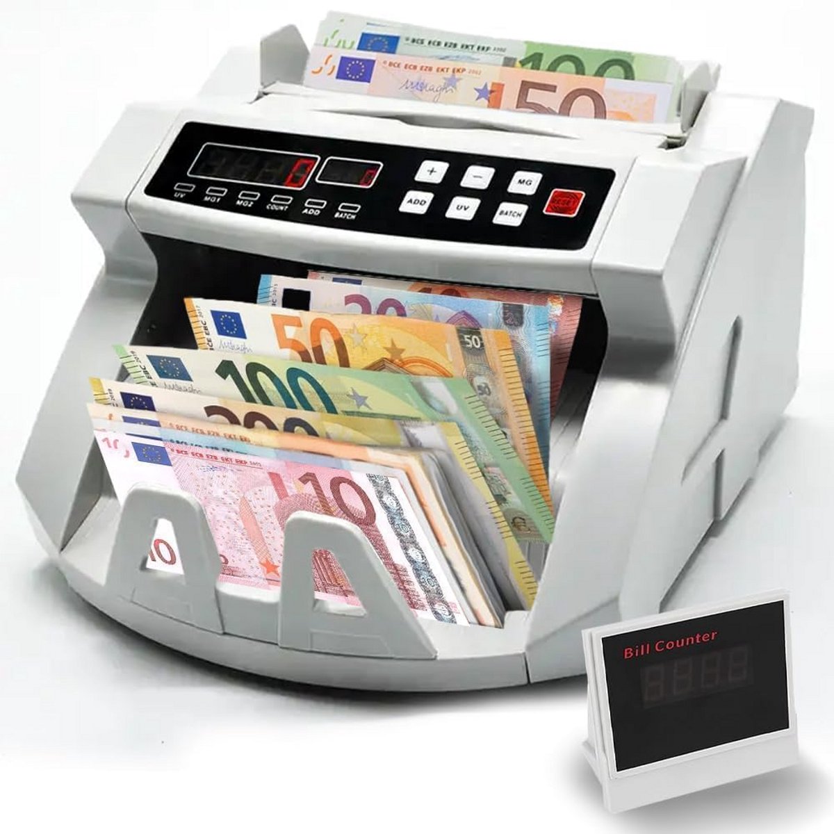 Professionele Bankbiljettenteller met UV/MG Valsemgelddetector en Dubbel LED-Display