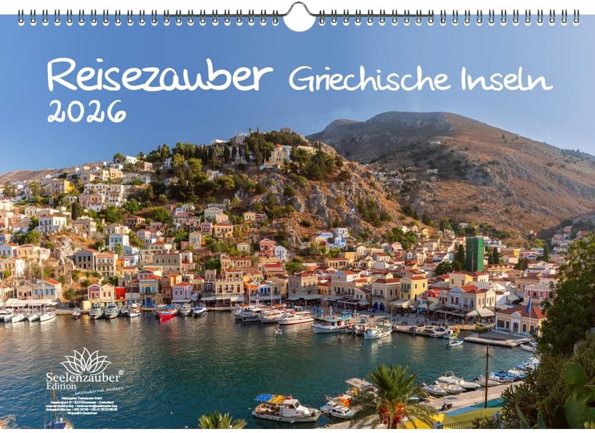 Wandkalender 2026 Griekse Eilanden Kreta A3 - Inclusief Kersthanger & Wenshanger Cadeauset