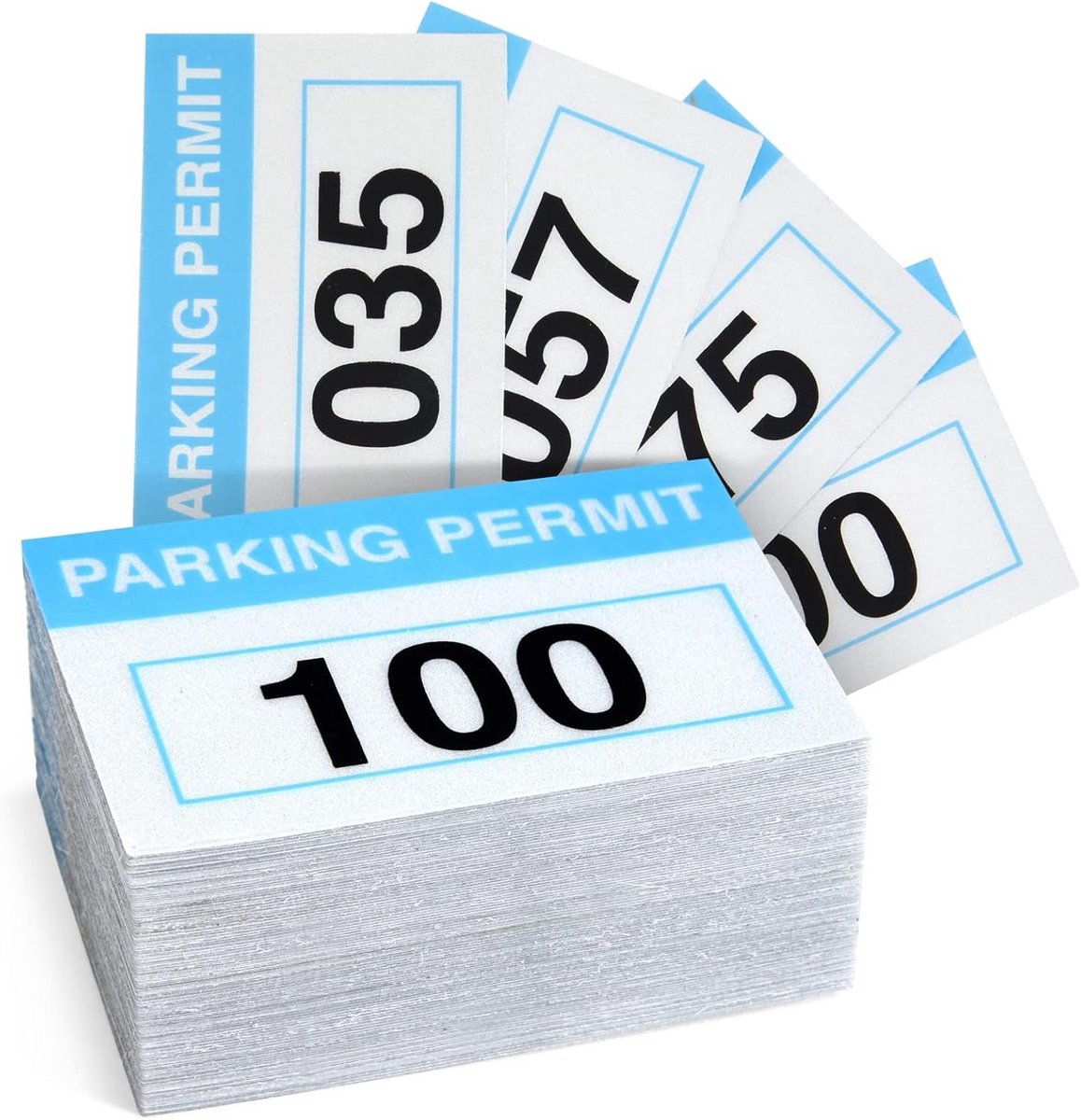 100 stuks genummerde parkeervergunningsstickers voor autoruiten - Lichtblauw