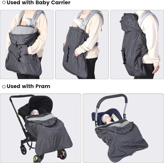 Winterhoes voor Babydrager met Afneembare Capuchon en Waterdichte Voering — afbeelding 4