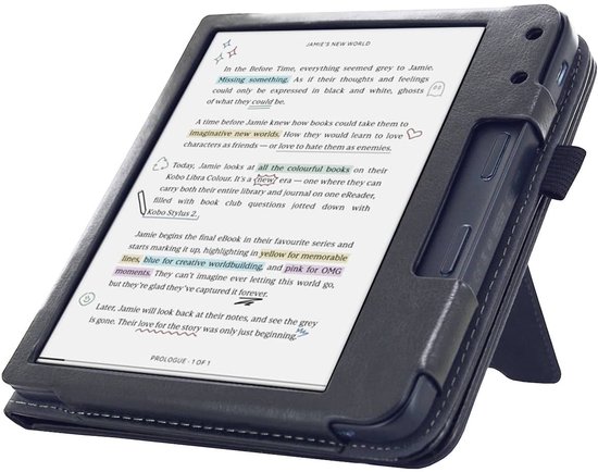 Hoesje Geschikt voor Kobo Libra Colour Sleepcover Luxe Hoes Zwart - ereader hoesje - cover van Hoesje  — afbeelding 5