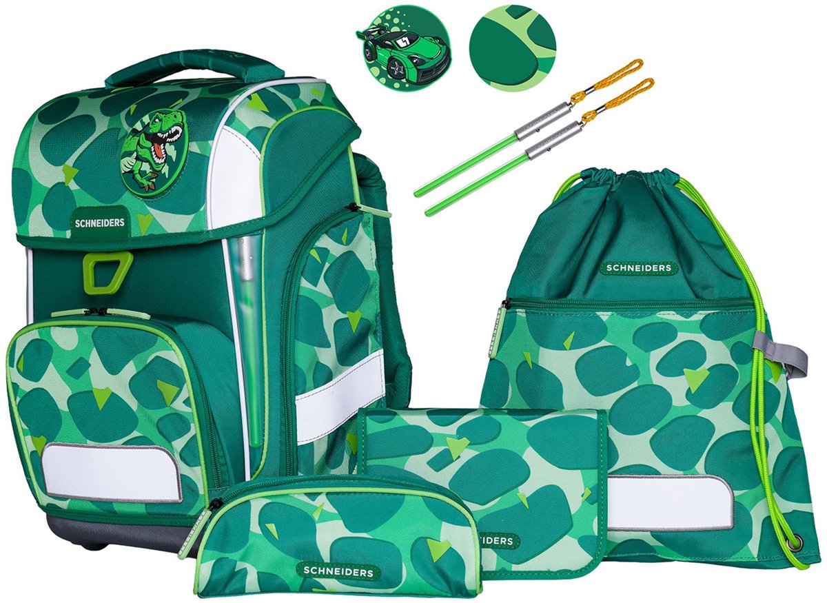 Schneiders schooltas Ergolite Set 9-delig Dino Dance groen