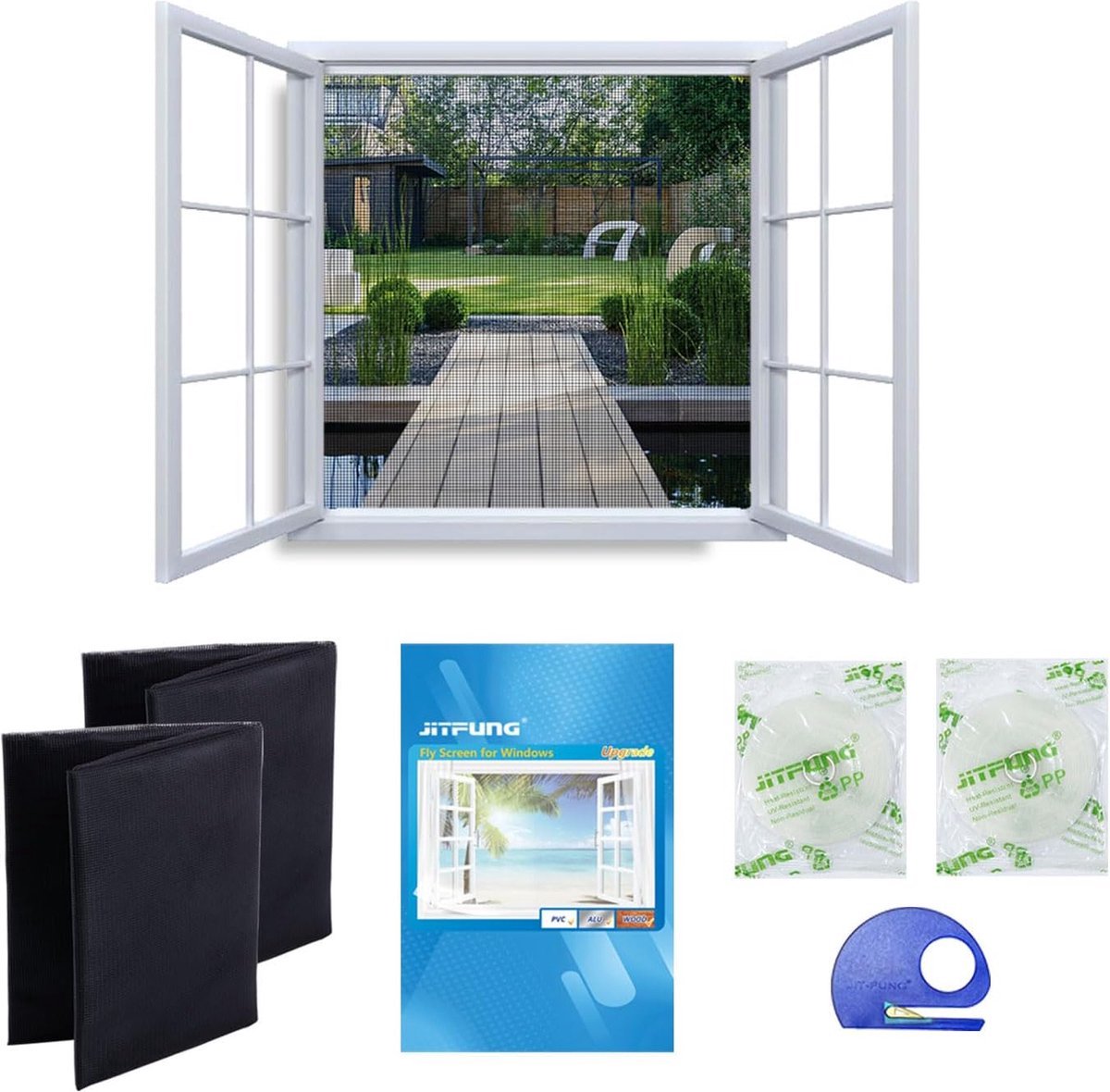 Stunq® Insectenwerende Raamhor met Zelfklevende Tape voor Eenvoudige Installatie en Verwijdering zonder Boren
