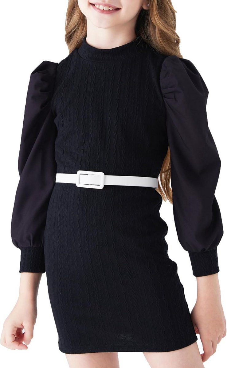 Elegante Meisjesjurk Lange Mouwen Voor Herfst & Winter - Feestjurk met Pofmouwen