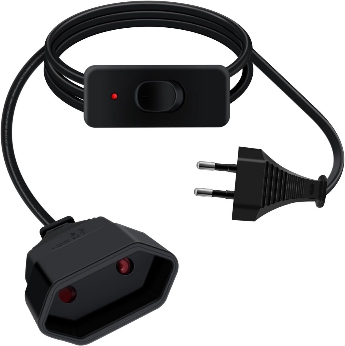 Verlengsnoer met Schakelaar en LED - Eurostekker - 2 Meter - 2x0.75mm² Kabel