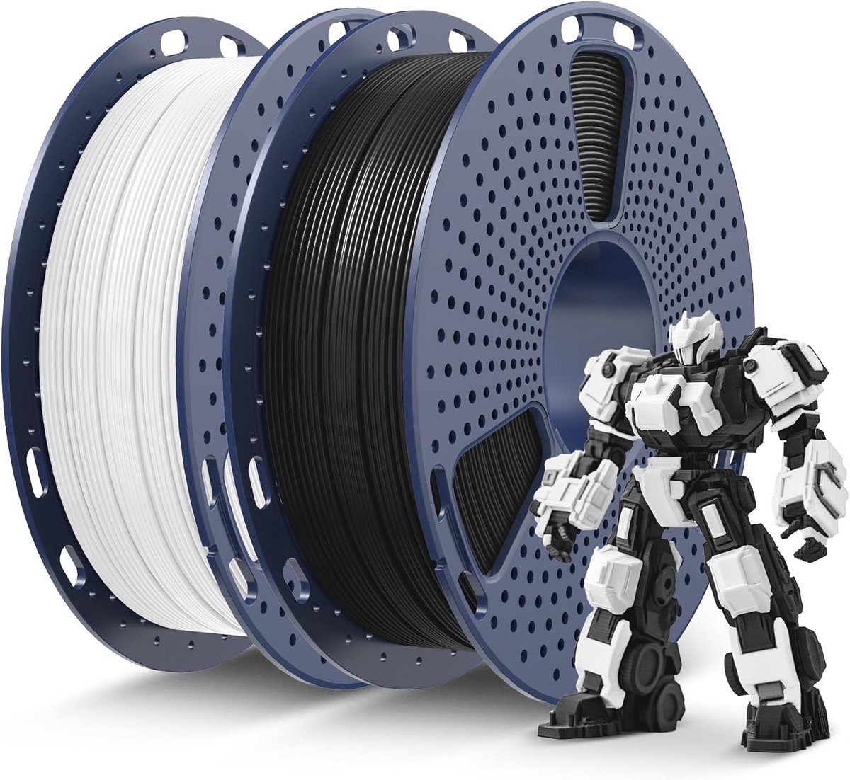 PLA+ 3D Printerfilament 1,75 mm - 1 kg Totaal (2x 0,5 kg) - Hoge Precisie ±0,02 mm - Zwart & Wit