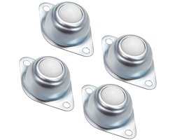 Gigicial Nylon kogelwielen - Roestbestendige stalen meubelwielen - 360° flexibele rotatie + Maximaal draagvermogen 15 kg - Set van 4 - Universeel type + Zilver