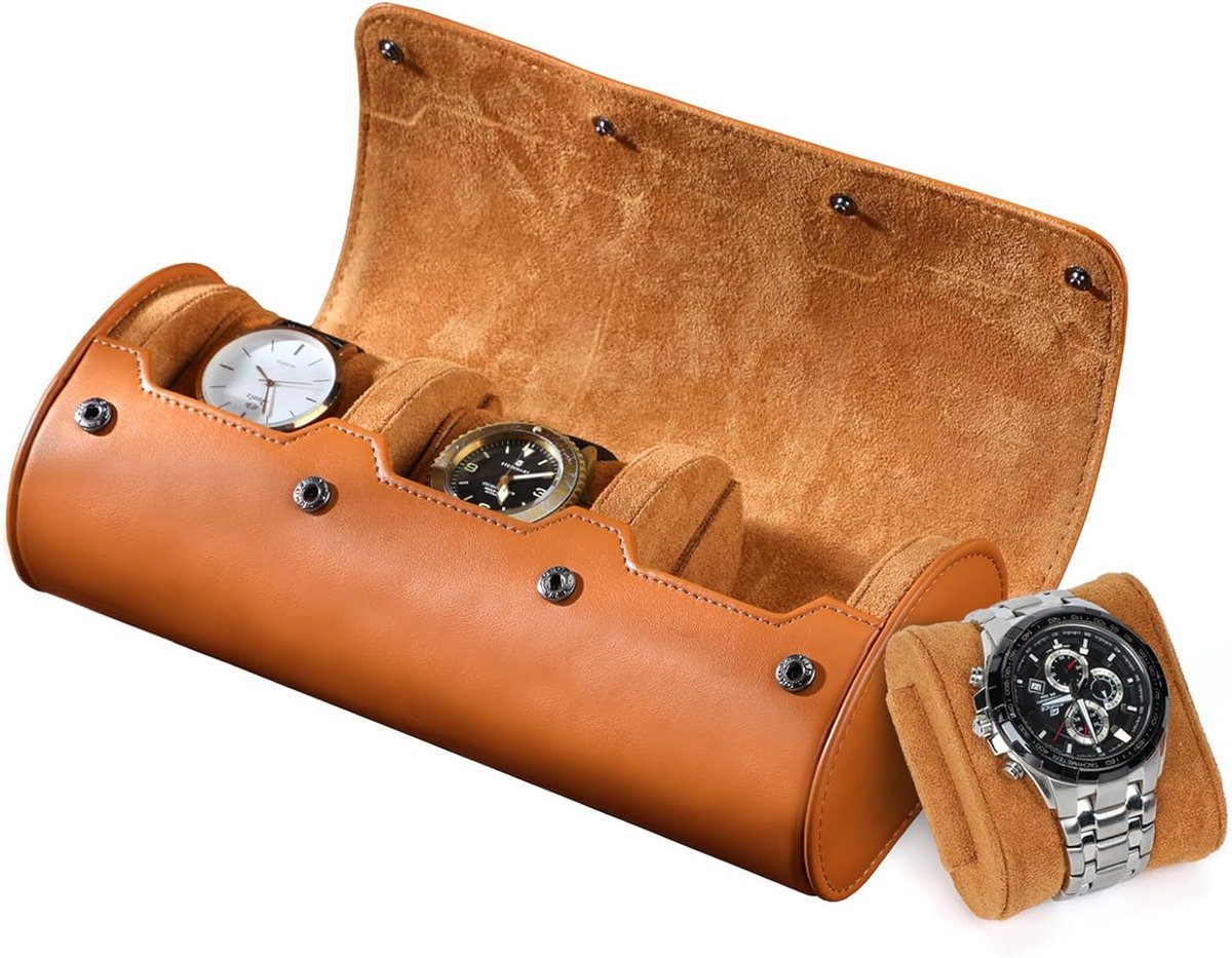 Draagbare Horlogerol voor 3 Horloges in PU-Leer - Reis Horlogedoos voor Heren en Dames
