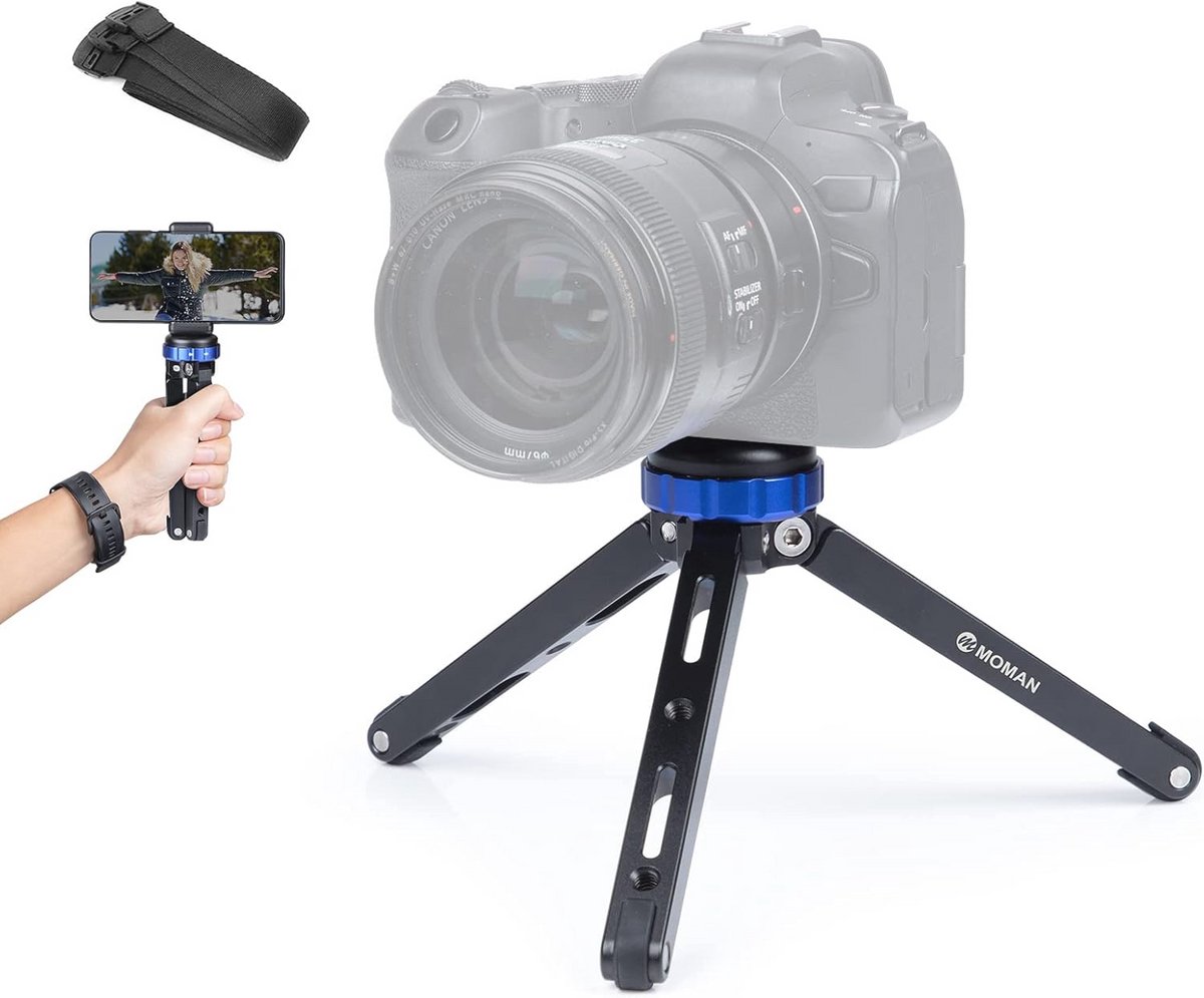 Klein Aluminium Mini Tripod Statief voor Camera's - Max. 80 kg Belastbaar - Zwart Blauw