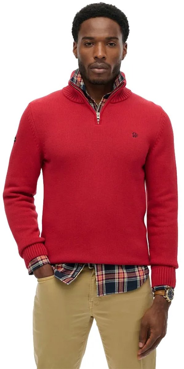 Superdry Katoenen Trui Met Halve Rits Heren Sweaters Rood