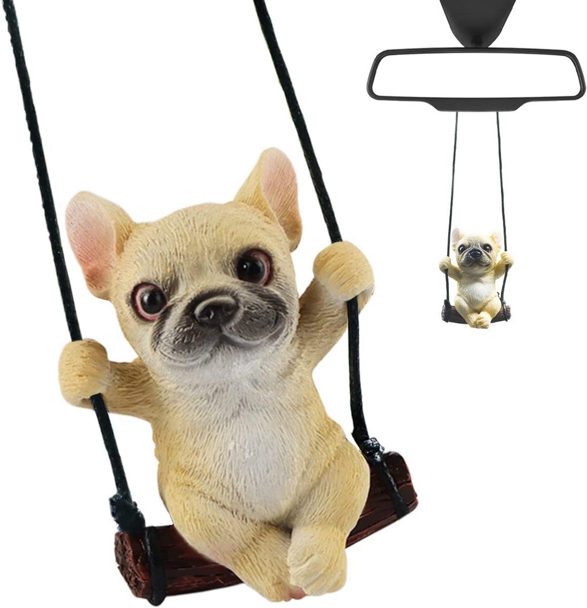 Grappige Franse Bulldog Hangdecoratie voor Achteruitkijkspiegel, Verstelbare Hanger voor Auto, Huis en Kantoor