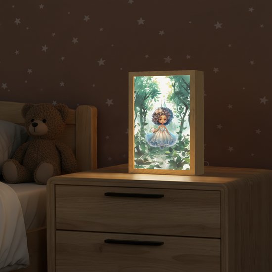 Nachtlampje 20x30 cm - Kinder lampje - Prinses - Kasteel - Meiden - Bloemen - Tafellamp kinderkamer - Slaapkamer lamp - Bedlamp kinderen - Kinderlampje stopcontact - Wandlamp babykamer - Nachtlampjes van Smart Planet — afbeelding 2
