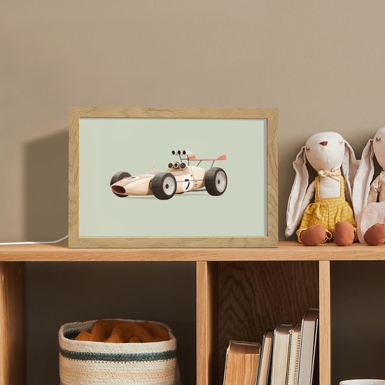 Nachtlampje 30x20 cm - Kinder lampje - Beige - Raceauto - Groen - Tafellamp kinderkamer - Slaapkamer lamp - Bedlamp kinderen - Kinderlampje stopcontact - Wandlamp babykamer - Nachtlampjes van Merkloos — afbeelding 3