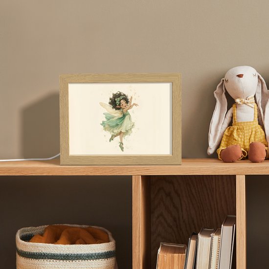 Nachtlampje 20x15 cm - Kinder lampje - Fee - Groen - Magie - Tafellamp kinderkamer - Slaapkamer lamp - Bedlamp kinderen - Kinderlampje stopcontact - Wandlamp babykamer - Nachtlampjes van OnlyWow — afbeelding 3