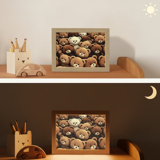 Nachtlampje 20x15 cm - Kinder lamp - Teddybeer - Knuffel - Bruin - Beer - Jongens - Meisjes - Tafellamp kinderkamer - Slaapkamer lamp - Bedlamp kinderen - Kinderlampje stopcontact - Wandlamp babykamer - Nachtlampjes van Merkloos — afbeelding 4