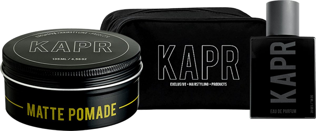 The Exclusive Hairstyle Deal KAPR Matte Pomade 135 ml en parfum 50 ml incl gratis toilettas