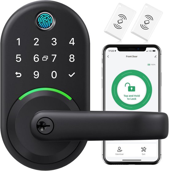 Slimme Deurkruk met Toetsenbord en Vingerafdruk Scanner - Keyless